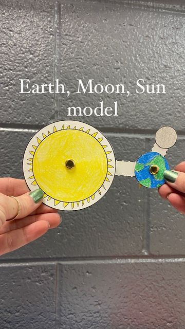 Sun Earth Moon Model Project, Sun Activities For Kids, Sun Science, Science Assignment, Sun Activity, Earth Sun And Moon, 4th Grade Teacher, Moon Orbit, Brass Fasteners