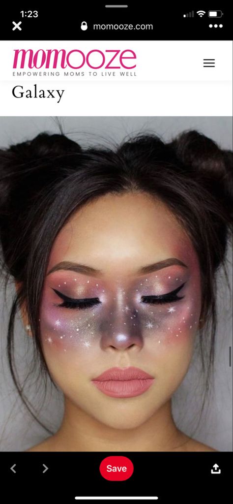 Moon Goddess Costume Makeup, Space Themed Costumes Women, Outer Space Makeup Look, Moon Face Makeup, Space Theme Costume Women, Solar System Makeup, Outer Space Costume Ideas, Full Moon Costume, Cosmic Witch Makeup