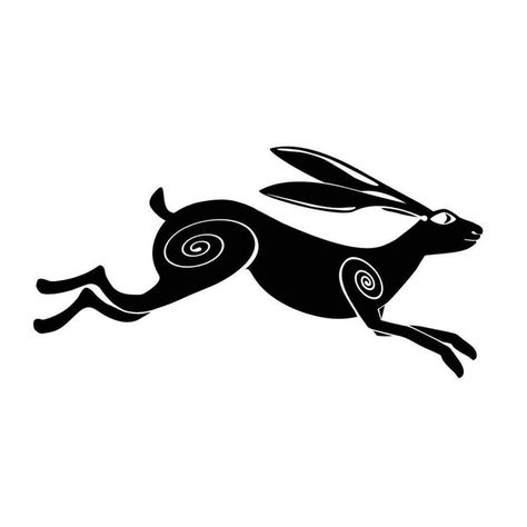 Moon Gazing Hare Tattoo, British Mythology, Hare Images, Hare Drawing, Fox Decal, Leaping Hare, Hare Illustration, 50 Tattoo, Hare Art