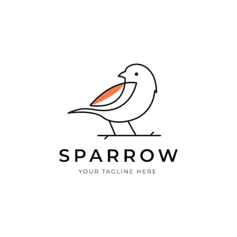 Sparrow Line Art, Sparrow Logo, Bird Icon, Vector Line Art, Sparrow Bird, Bird Logo, Vector Line, Bird Logos, Design Minimalist