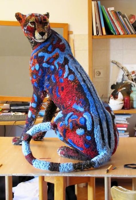 Felting Art, Sculptures Art, Textile Sculpture, Faux Taxidermy, Mountain Lion, Felting Ideas, Textile Fiber Art, Eclectic Art, Animal Sculpture