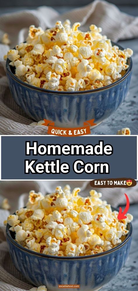 This homemade Kettle Corn is the BEST homemade Kettle corn recipe you are going to find! I say that as a kettle corn fanatic! Easy Kettle Corn Recipe, How To Make Kettle Corn, How To Make Kettle Corn At Home, Kettle Corn Recipe Homemade, Healthy Kettle Corn Recipe, Kettle Corn Recipe Microwave, Diy Kettle Corn, Kettle Corn Popcorn Recipe, Homemade Kettle Corn