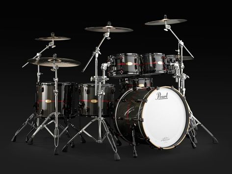 Pearl Drums Acoustic Drum Set, Cool Drumsets, Drums Studio, Beautiful Drum Sets, Pearl Drums Set, Electronic Drum Set, Pearl Drum Kit, Black Drum Kit, Pearl Drums