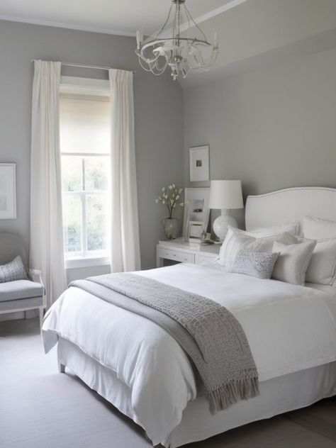 10 Amazing Gray and White Bedroom Ideas on Pinterest Gray Inspired Bedroom, White Bedroom With Gray Accent Wall, Bedroom Ideas For Small Rooms Gray, Light Gray Comforter Bedroom Ideas, Bedroom Decor Grey Furniture, Light Gray Guest Bedroom, White Bedding With Gray Accents, Grey Bedroom With Wood Furniture, Room Decor Ideas Grey Walls