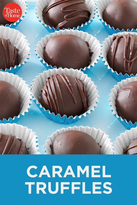 Caramel Truffles Easy, Chocolate Dipped Truffles, Fancy Truffle Recipe, Orange Cream Truffles, Truffles That Dont Need Refrigeration, Chocolate Caramel Truffles, Chocolate Turtle Truffles, Truffle Recipes Chocolate, Caramel Truffles Recipe