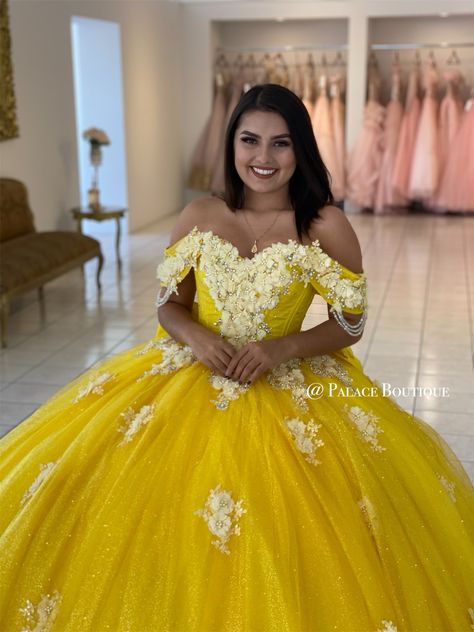 Quinceanera Beauty And The Beast, Light Yellow Quinceanera Dress, Orange Quinceanera Dresses, Yellow Quinceanera Dresses, Yellow Quince, Yellow Quinceanera Dress, Beauty And The Beast Dress, Masquerade Dress, Dresses 15