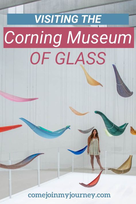 Visiting the Corning Museum of Glass, one of New York's coolest museums! This museum includes glass exhibits and glass blowing demonstrations. You even have the opportunity to make your own glass! | Corning, New York | Things to do in Corning NY | Glass Museum York Things To Do, Corning Ny, York Travel, Corning Museum Of Glass, Glass Museum, New York State Of Mind, Finger Lakes, New York Travel, New York State