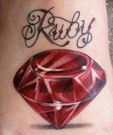 Love this without the lettering. Deff wanna get this for my best friend (aka my Rottweiler Ruby). Ruby Tattoo, Stone Tattoo, Diamond Tattoo, Jewel Tattoo, Cactus Tattoo, Foot Tattoos For Women, Diamond Tattoos, Foot Tattoos, Skin Art