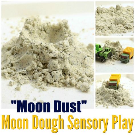 Moon Dust Recipe, Moon Dough Recipe, Dough Sensory Play, Sensory Play For Toddlers, Moon Dough, Junior Kindergarten, Sensory Play Toddlers, Toddler Sensory Bins, Toddler Sensory