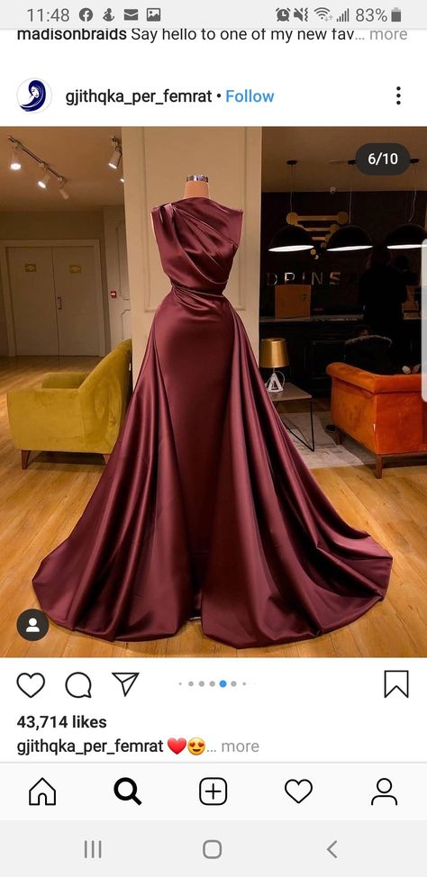 Maroon Satin Gown, Maroon Gown, Satin Gown, Maxi Gowns, White Satin, Dress Ideas, Fancy Dress, Nun Dress, Hijab Fashion