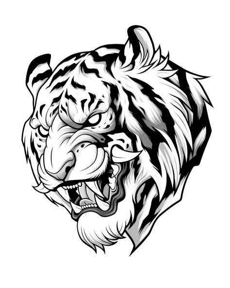 Tiger Head Illustration, Tiger Face Tattoo Design, Tiger Tattoo Stencil, Tiger Head Tattoo Design, Tattoo Shirt Design, Tiger Outline, Tiger Eyes Tattoo, Tiger Face Tattoo, Tiger Head Tattoo