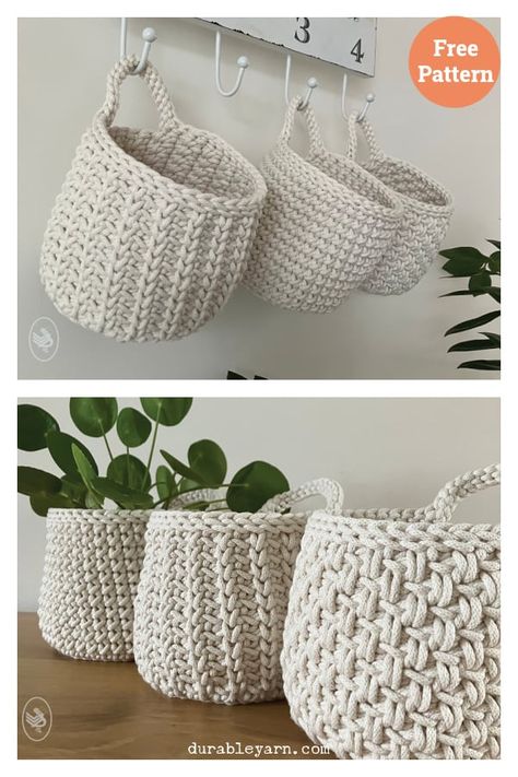 Baskets Free Crochet Pattern Crochet Basket Tutorial, Crochet Basket Pattern Free, Crochet Storage Baskets, Basket Crochet, Crochet Baskets, Crochet Storage, Quick Crochet Patterns, Bag Pattern Free, Crochet Basket Pattern