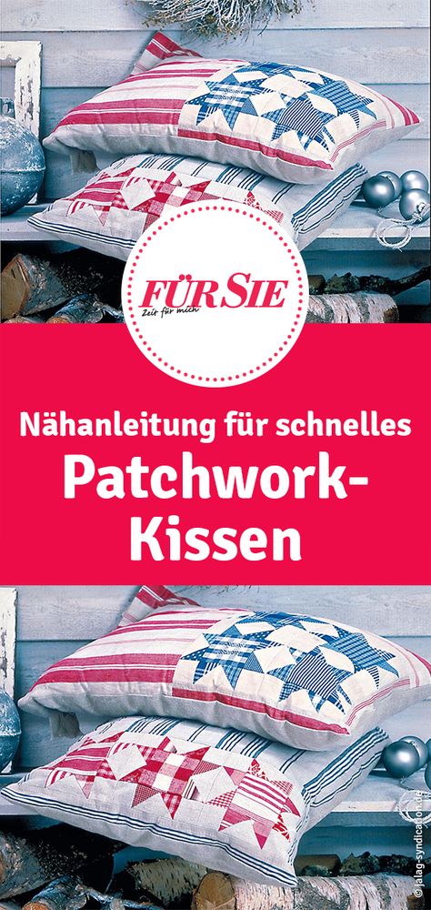 Nähanleitung für schnelles Patchwork-Kissen Diamonds, Stars, Quick Saves, Patchwork