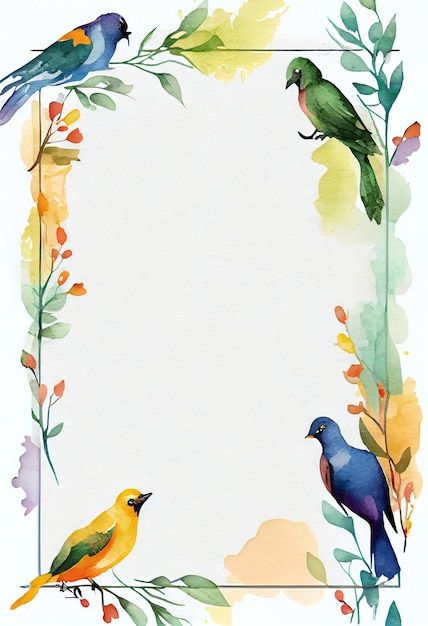 A border with birds and flowers that say... | Premium Photo #Freepik #photo #card #birds #cards #greeting-card Bird Border Design, Birds Template, Birds Background, Printable Borders, Nametags For Kids, Border Art, Printable Border, Pencil Drawing Images, Bird Template