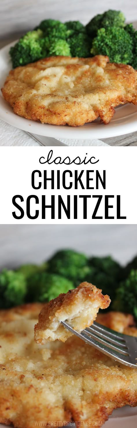 This classic chicken schnitzel cannot be beat! Such a yummy dinner option the whole family will love!: Schnitzel Recipes, Chicken Schnitzel, Recipes Book, German Recipes, Lunch Recipe, Cook Recipes, Dinner Food, Dinner Options, Poultry Recipes