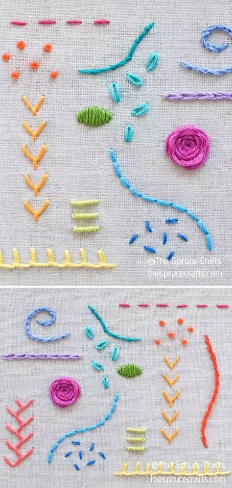 15 Stitches Every Embroiderer Should Know This article by The Spruce Crafts is such a valuable source of knowledge and inspiration. We are so happy that we have found it, really. #embroidery #embroiderystitches #embroiderypatterns #embroideryinspiration #diy #crafts Embroidery Pictures, Basic Hand Embroidery Stitches, The Spruce, Crewel Embroidery Kits, Embroidery Sampler, Trendy Sewing, Embroidery Stitches Tutorial, Embroidery Transfers, Embroidery Patterns Vintage