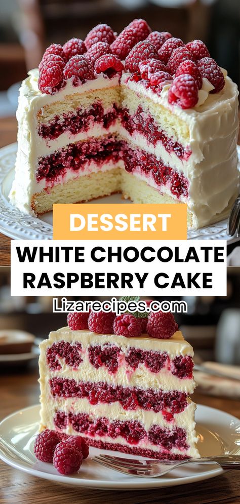 Elevate your dessert table with this Irresistible White Chocolate Raspberry Cake that combines the creamy decadence of white chocolate with the tartness of fresh raspberries. Perfect for birthdays, anniversaries, or just a delightful treat, this cake is a showstopper. Its moist layers and stunning presentation will leave your guests in awe. Follow our easy step-by-step recipe to create this delicious masterpiece and make every occasion memorable with a slice of pure indulgence! White Chocolate Raspberry Cake, Chocolate Raspberry Cake, Raspberry Cake, Fresh Raspberries, White Chocolate Raspberry, Round Cake Pans, Chocolate Raspberry, Cake Servings, Cake Flour