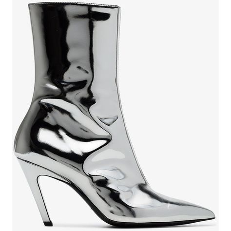 Balenciaga Silver Talon Mirror 80 Ankle Boots (3.380 RON) ❤ liked on Polyvore featuring shoes, boots, ankle booties, metallic, balenciaga, metallic booties, silver boots, metallic silver ankle boots and silver booties Silver Metallic Boots, Mirror Boots, Silver Ankle Boots, Balenciaga Boots, Real Leather Boots, Metallic Boots, Silver Boots, Short Leather Boots, Genuine Leather Boots