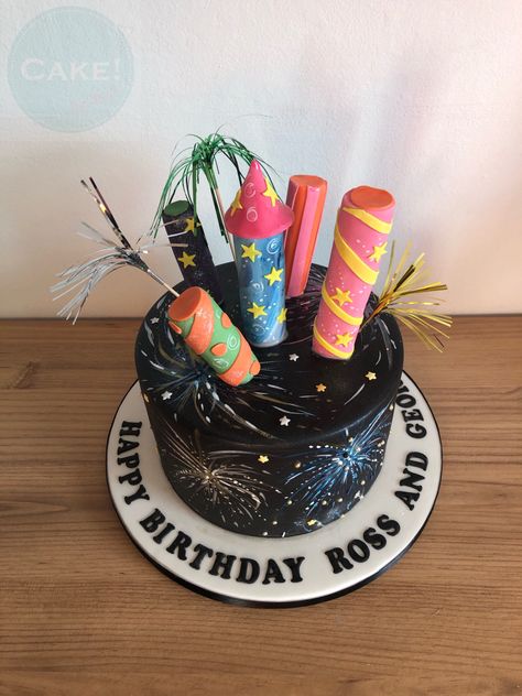 Fireworks Birthday Cake, Bonfire Birthday Cake, Fireworks Birthday Party, Firework Cake Ideas, Firework Birthday Party, Firework Cupcakes, Bonfire Night Cake, Jt Birthday, Firework Cake