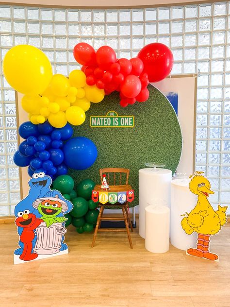 Sesame Street | CatchMyParty.com Seaseme Street Birthday Party, Sesame Street Birthday Party Ideas Boy, Elmo Birthday Party Boy, Sesame Street Birthday Cakes, Sesame Street Birthday Party Ideas, Elmo First Birthday, 2nd Birthday Party For Boys, Boys First Birthday Party Ideas, Elmo Birthday Party