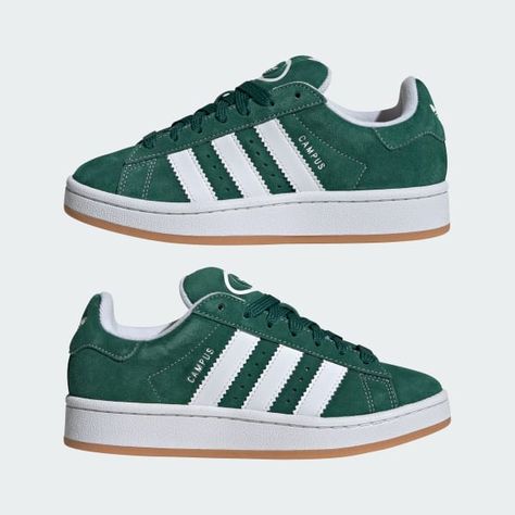 adidas Campus 00s Shoes - Green | Free Shipping with adiClub | adidas US Green Campus 00s, How To Style Green Shoes, Adidas Campus Colors, Green Adidas Shoes Outfit, Adidas Shoes Green, Adidas Campus Green, Adidas Campus 00s Green, Green Adidas Campus, Campus 00s Shoes