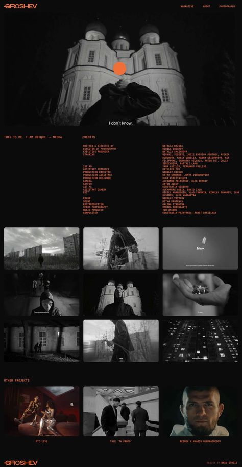 Kirill Groshev shares the best film sites with his followers #FilmLovers #MovieBuff #MustSeeMovies #CinemaAddict #FilmRecommendations Portfolio Website Aesthetic, Film School Portfolio, Music Portfolio Design, Portfolio For Designer, University Portfolio Design, Filmmaker Website Design, Visual Design Website, Film Festival Website, Music Producer Website