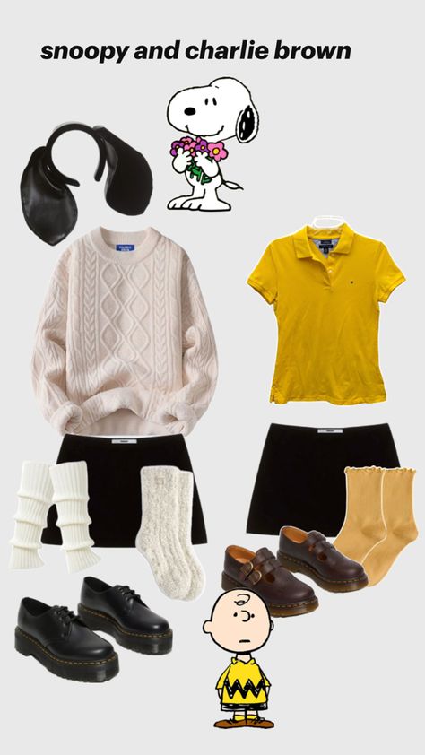 halloween costume inspo unique fall downtown aesthetic snoopy and charlie brown Charlie Brown Halloween Costumes, Peanuts Halloween Costume, Aesthetic Snoopy, Snoopy Costume, Charlie Brown Costume, Halloween Rave Outfits, Snoopy And Charlie Brown, Themed Halloween Costumes, Downtown Aesthetic