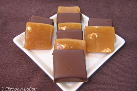 Butterscotch Chews are made with brown sugar and butter to produce a rich, chewy candy that has the classic butterscotch taste with a firm caramel texture. Butterscotch Chews can be covered with chocolate for an extra-delicious treat. Butterscotch Candies, Caramel Chews Recipe, Butterscotch Liqueur Recipes, Caramel Chews, Butterscotch Lollipops, Scotchmallow Recipe See's Candies, Butterscotch Fudge, Butterscotch Candy, The Chew