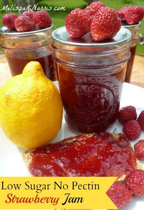 Pioneering Today-How to Make Low Sugar No Pectin Strawberry Jam - Melissa K. Norris « Melissa K. Norris No Pectin Strawberry Jam, Strawberry Jam Recipe No Pectin, Strawberry Jam Recipe Without Pectin, Pectin Recipes, Recipes Strawberry, Strawberry Sugar, Strawberry Jam Recipe, Homemade Foods, Jam Recipes Homemade