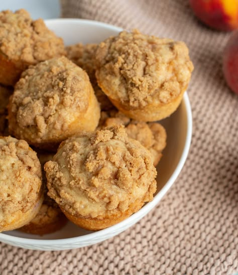 Sourdough Peach Muffins Espresso Muffins, Cinnamon Coffee Cake Muffins, Coffee Cake Muffin Recipes, Cinnamon Sugar Muffins, Sourdough Muffins, Butter Muffins, Peach Muffins, Peanut Butter Muffins, Brown Sugar Recipes