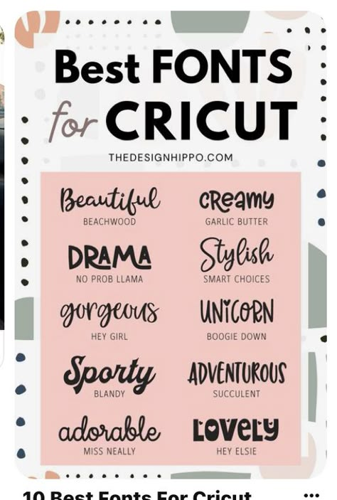 Best Cricut Fonts For Names, Best Font For Names On Tumblers, Cute Cricut Projects To Sell, Trendy Cricut Projects, Cricut Fonts Cheat Sheet, Nametags Ideas, Fonts On Cricut Design Space, Cute Cricut Projects, Best Fonts For Cricut