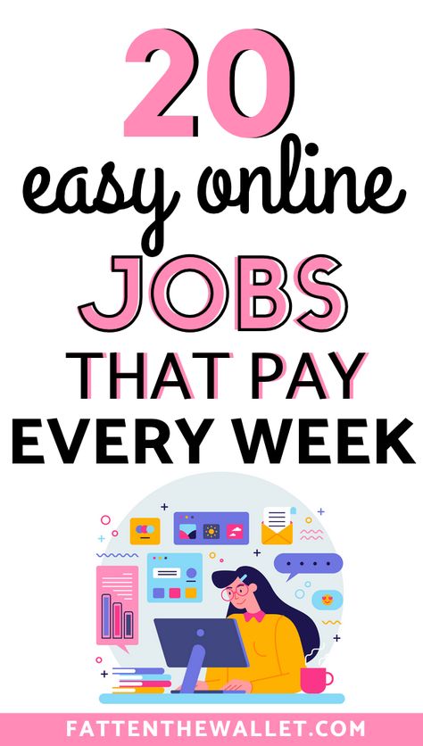 There are plenty of online work at home jobs that pay weekly when you need quick cash.  Here is a list of 20+ jobs that you you weekly or even daily to start making some quick money #makemoney #extramoney #quickmoney Jobs For Housewives, Work At Home Jobs, Easy Online Jobs, At Home Jobs, Teaching English Online, Best Online Jobs, Online Jobs From Home, Quick Cash, Easy Work