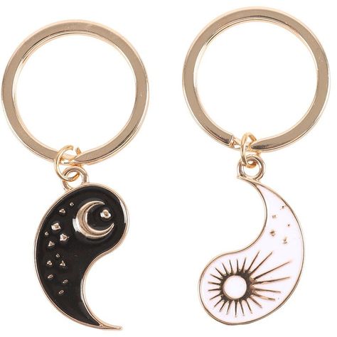 Celebrate the harmony of opposites with this Yin and Yang keyring set, designed to be shared between two friends. Split between a sun and moon, this symbolic duo represents the balance of light and dark, a reminder that "You are the Yin to my Yang." Yin To My Yang, Two Friends, Yin And Yang, Light And Dark, Sun And Moon, The Balance, Yin Yang, Light In The Dark, Best Friend