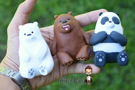 We Bare Bears Clay, Clay Bear, It Follows, Bear Felt, We Bare Bears Wallpapers, Art Journal Therapy, We Bear, Polymer Clay Diy, Mini Craft