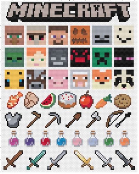 Minecraft Cross Stitch, Minecraft Wall Art, Hama Minecraft, Minecraft Pixel Art Templates, Minecraft Nails, Noah Crafts, Minecraft Quilt, Painting Minecraft, Minecraft Beads