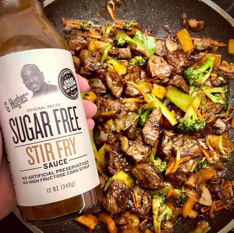 G Hughes Sugar Free on Instagram: "The secret to a great stir-fry! 🤫😉 #ghughes #ghughessugarfree #sugarfree #glutenfree #stirfry #mealprep #keto #flanksteak #sauce #sugarfreesauce" G Hughes Sauce Recipes, G Hughes Recipes, G Hughes Teriyaki Recipes, Sugar Free Stir Fry Sauce Recipe, G Hughes Sugar Free Recipes, Sugar Free Stir Fry Sauce, Keto Stir Fry, Stir Fry Sauce Recipe, Teriyaki Recipe