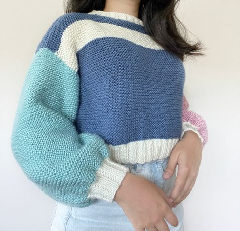 Knitted Crop Top Sweater Pattern Free, Trendy Cropped Knitted Sweater, Affordable Knit Cropped Sweater, Trendy Knit Crop Top Sweater, Color Block Sweater Knitting Pattern, Knit Cropped Sweater Pattern, Easy Cropped Sweater Knitting Pattern, Knitted Crop Top Pattern Free, Color Block Sweater Pattern