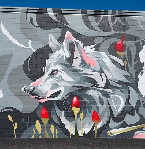 Graff Art, Wolf Images, Greensboro North Carolina, Public Artwork, Graffiti Murals, Stuffed Animal Cat, Street Graffiti, Murals Street Art, Awesome Things