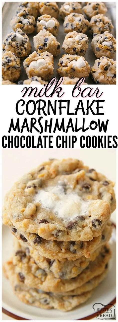 Cornflake Marshmallow Cookies, Cornflake Chocolate, Milk Bar Recipes, Chocolate Chip Marshmallow Cookies, Cornflake Cookies, Momofuku Milk Bar, Marshmallow Cookies, Dessert Dips, Milk Bar