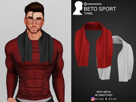 The Sims Resource - Beto Sport (Towel) Sims 4 Male Sportswear, Sims 4 Male Workout Clothes, Sims 4 Cc Gym Clothes Male, Sims 4 Boxing Cc, Sims 4 Gym, Ts4 Mod, Male Sims, Sims 4 Men Clothing, Football Pads