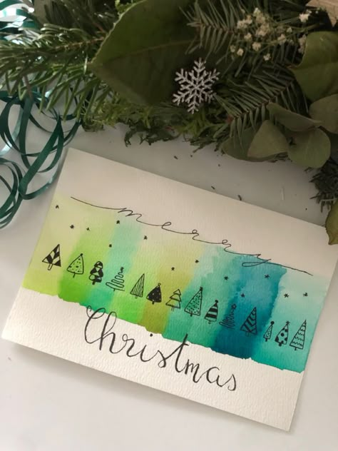 Watercolor Christmas Cards Diy, Painted Christmas Cards, Christmas History, Easter Decorations Ideas, Christmas Card Art, Ideas For Easter Decorations, Homemade Christmas Cards, Ideas For Easter, Watercolor Christmas Cards