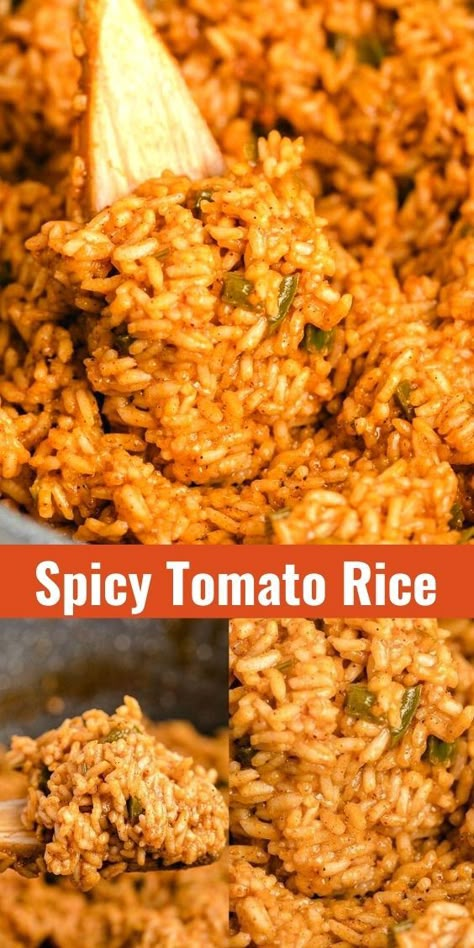 Tomato Rice Recipe, Mexican Entrees, White Rice Recipes, Rice Side Dish Recipes, Tomato Rice, Rice Recipes For Dinner, Spicy Rice, Easy Rice, Rice Side Dishes