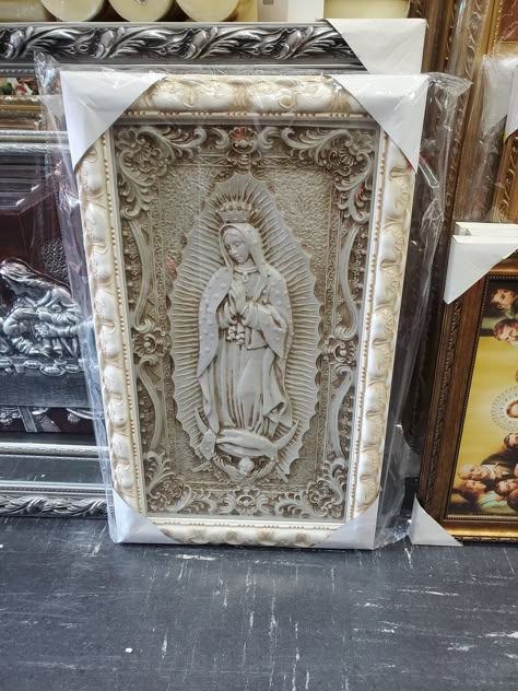 Our Lady Of Guadalupe - White, Elegant double frame. An excellent home decor or a great gift for a loved. Detailed Item Information: Width: 16" Inches Height: 27" Inches Model: Guadalupe  Material: Wood frame with glass front Availability: In Stock Shipping: Delivery Normally Takes 5-7 Business days Any questions please don't hesitate to contact us. We will respond within 12-24 Hours Guadalupe Altar, Home Altar Catholic, Lady Guadalupe, Frame 3d, Mexican Culture Art, Catholic Decor, Mexican Home Decor, Jesus And Mary Pictures, Mexican Home