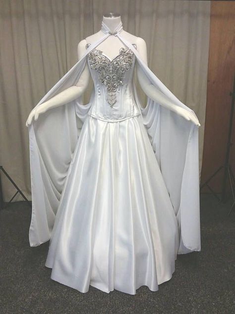 Medieval Ball Gowns, Elvish Wedding Dress, Star Wars Wedding Dress, Handfasting Dress, Faerie Wedding, Fae Dress, Elvish Wedding, Fantasy Wedding Dresses, Elven Wedding Dress