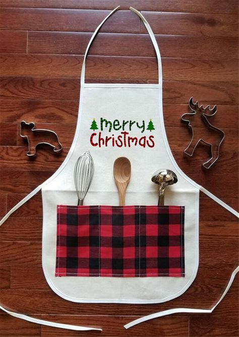 Merry Christmas Plaid Leopard Printed Tree Pocket Apron - Fairyseason Christmas Aprons Ideas, Apron Fashion, Apron Sewing Pattern, Plaid And Leopard, Childrens Aprons, Christmas Tableware, Christmas Aprons, Hallmark Christmas Movies, Sewing Aprons