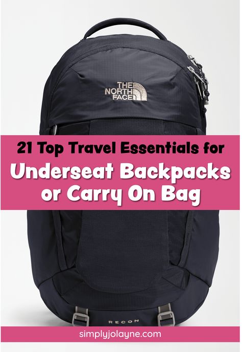 Travel essentials for your underseat backpack when you fly. Packing Personal Bag For Airplane, International Carry On Packing List, Carry On For Long Flight, Carry On And Personal Bag, Personal Bag For Flight, How To Pack A Backpack For Airplane, Airplane Personal Item Bag, Pack Personal Item Bag, Personal Bag Airplane