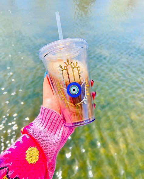 Evil Eye Tumbler, Clear Tumbler, Clear Tumblers, Personalized Wine Tumbler, Evil Eye Design, Infused Water Bottle, 9 Hours, Mom Tumbler, Plastic Tumblers