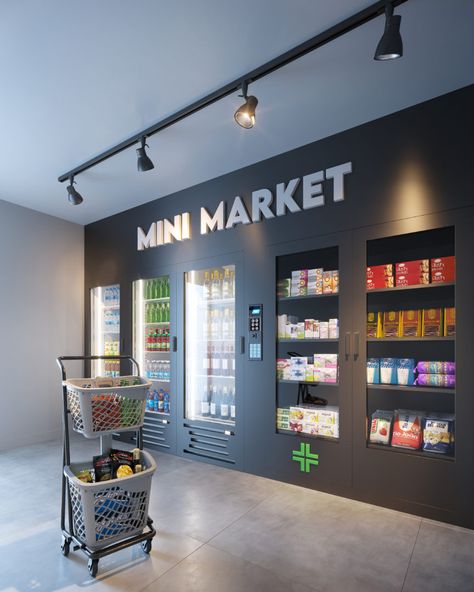 Vending Machine Design, Supermarket Design Interior, Laundry Business, School Building Design, Grocery Store Design, Supermarket Design, Mini Market, Vending Machine, Booth Design