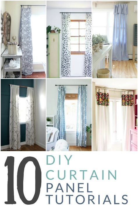 Decorate your home with window treatments that you love and can afford, with these 10 inspiring tutorials for DIY curtain panels. #DIYCurtains #CurtainPanels Extra Long Curtain Rods, Stairs Trim, Long Curtain Rods, Sheet Curtains, Extra Long Curtains, Diy Curtain Rods, Diy Curtain, Homemade Curtains, Plywood Projects