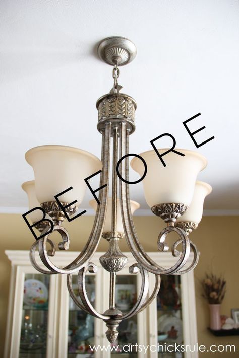 How To Paint Light Fixtures With This Simple Trick!! (and without removing them from the wall either!) Couldn't be any easier....plus a very budget friendly way to fall in love with your lighting all over again! Paint Chandelier Without Removing, Paint Glass Light Fixture, Upcycle Light Fixture, Chandelier Upcycle, Spray Painted Chandelier, Spray Painting Light Fixtures, Light Fixture Makeover, Glass Light Globes, Painting Light Fixtures